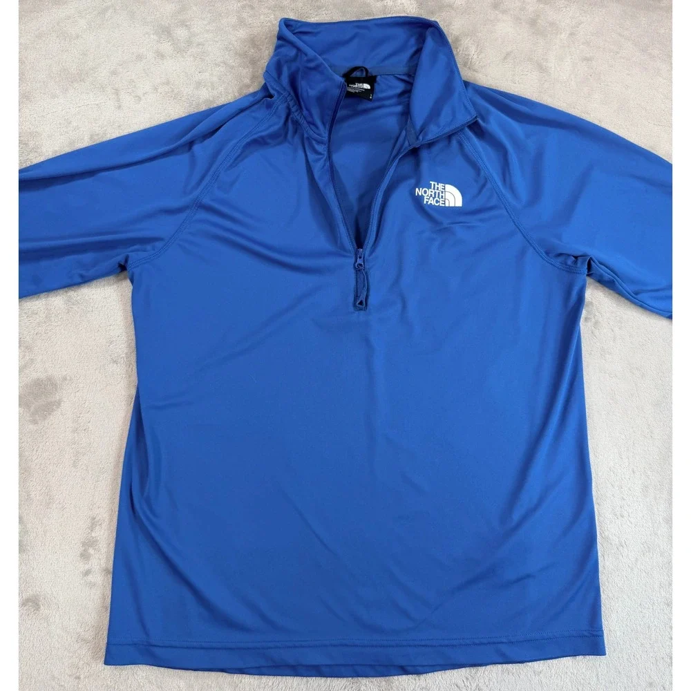 The North Face Mens Quarter Zip FlashDry Pullover Jacket Blue Large